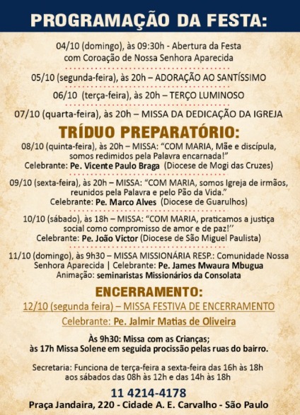 Informativo — Festa da Padroeira